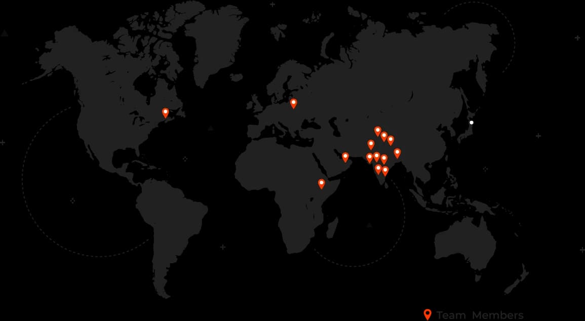 World map showing Axelerant team locations